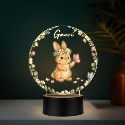 Customized Rabbit UV Print 3D LED Desk Lamp – Kids Room Gift